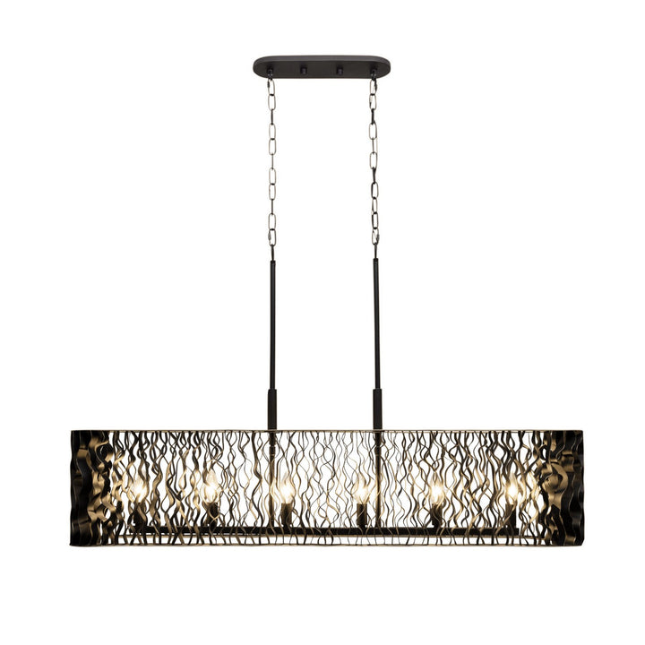Varaluz - 380N06MBFG - Six Light Linear Pendant - Estela - Matte Black/French Gold