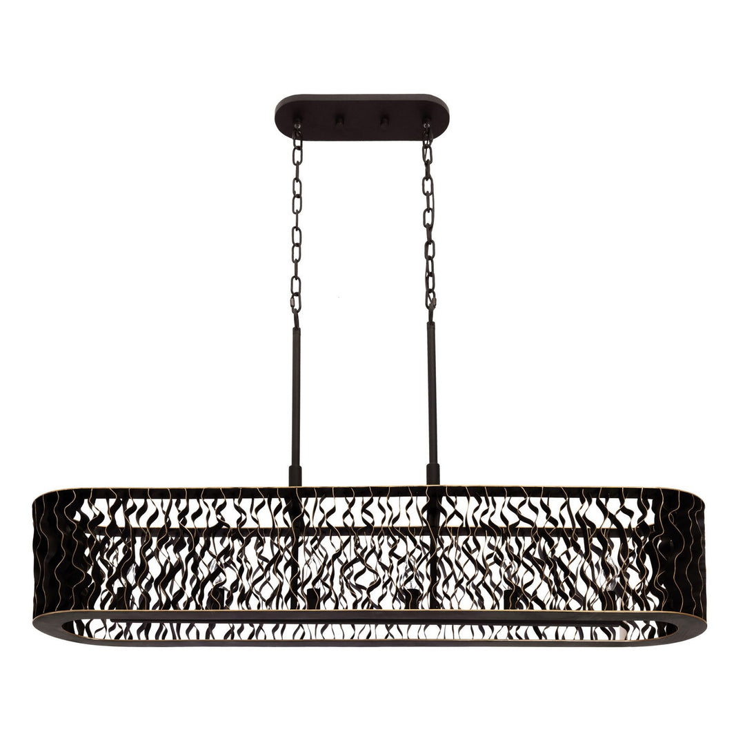Varaluz - 380N06MBFG - Six Light Linear Pendant - Estela - Matte Black/French Gold