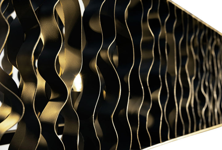 Varaluz - 380N06MBFG - Six Light Linear Pendant - Estela - Matte Black/French Gold