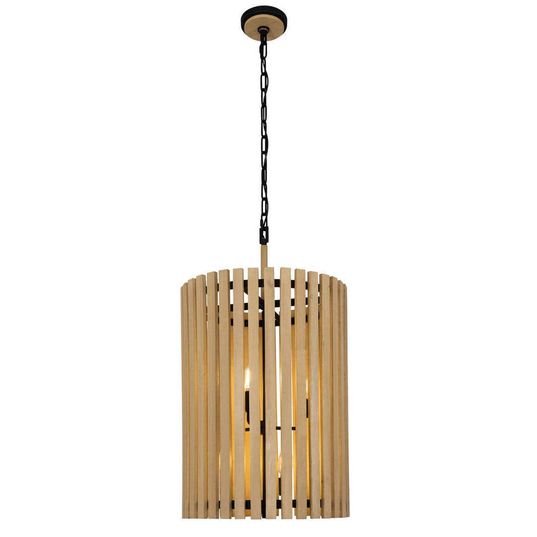 Varaluz - 387F06MBH - Six Light Foyer Pendant - Suratto - Matte Black/Honey Blonde