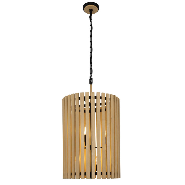 Varaluz - 387F06MBH - Six Light Foyer Pendant - Suratto - Matte Black/Honey Blonde