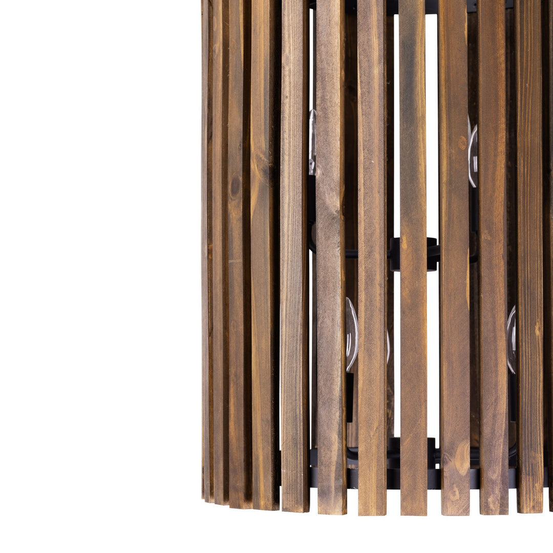 Varaluz - 387F06MBW - Six Light Foyer Pendant - Suratto - Matte Black/Medium Walnut