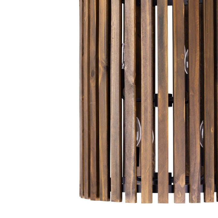 Varaluz - 387F06MBW - Six Light Foyer Pendant - Suratto - Matte Black/Medium Walnut