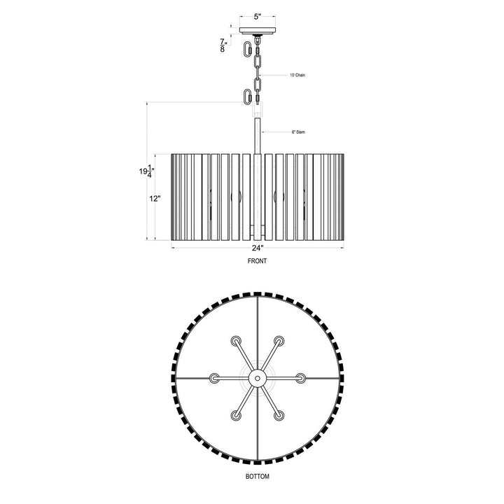 Varaluz - 387P06MBH - Six Light Pendant - Suratto - Matte Black/Honey Blonde