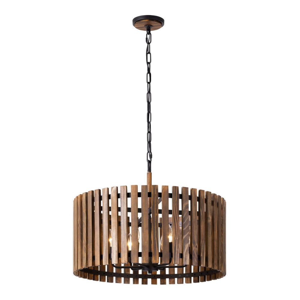 Varaluz - 387P06MBW - Six Light Pendant - Suratto - Matte Black/Medium Walnut