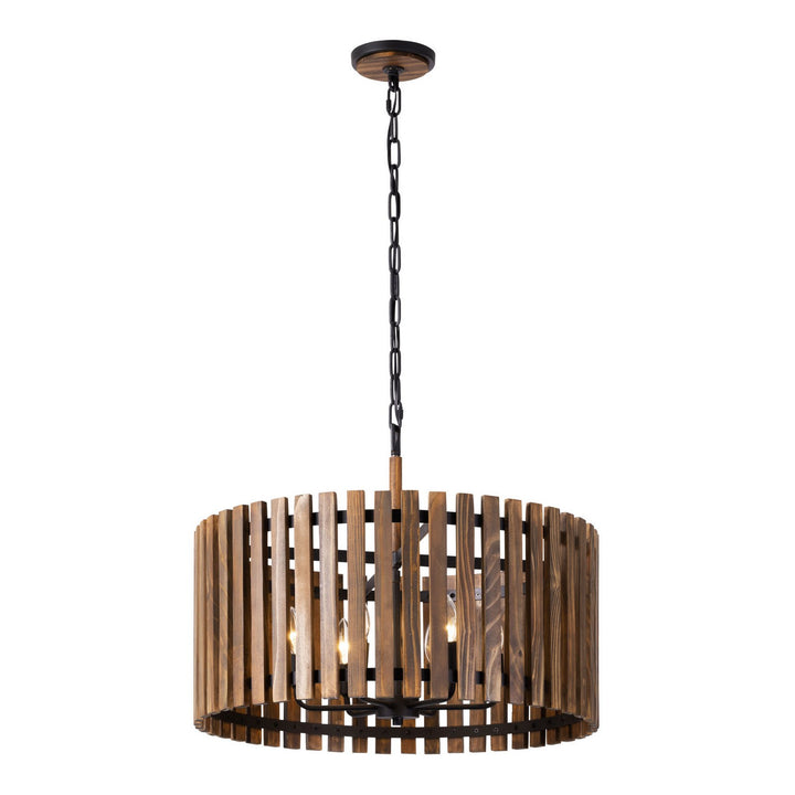 Varaluz - 387P06MBW - Six Light Pendant - Suratto - Matte Black/Medium Walnut