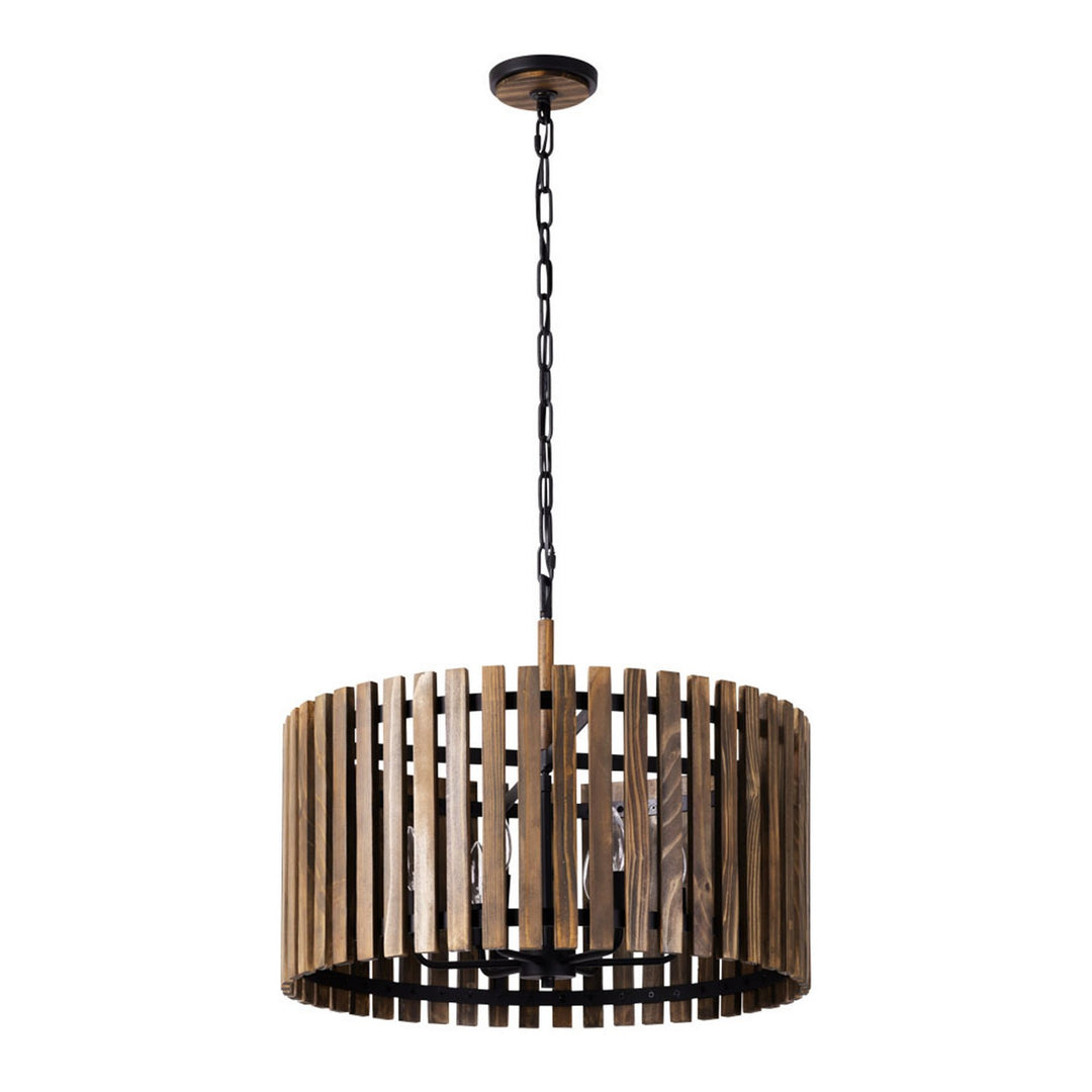Varaluz - 387P06MBW - Six Light Pendant - Suratto - Matte Black/Medium Walnut