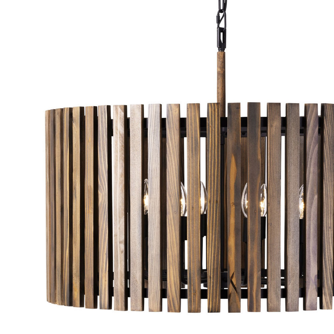 Varaluz - 387P06MBW - Six Light Pendant - Suratto - Matte Black/Medium Walnut