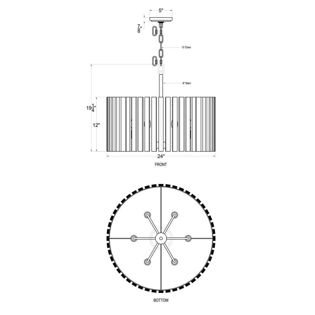 Varaluz - 387P06MBW - Six Light Pendant - Suratto - Matte Black/Medium Walnut