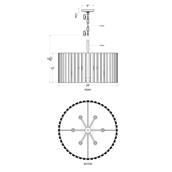 Varaluz - 387P06MBW - Six Light Pendant - Suratto - Matte Black/Medium Walnut