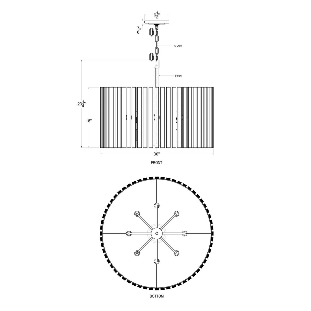 Varaluz - 387P08MBH - Eight Light Pendant - Suratto - Matte Black/Honey Blonde