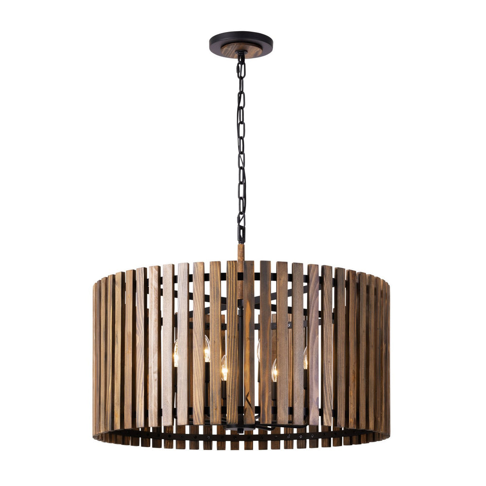 Varaluz - 387P08MBW - Eight Light Pendant - Suratto - Matte Black/Medium Walnut