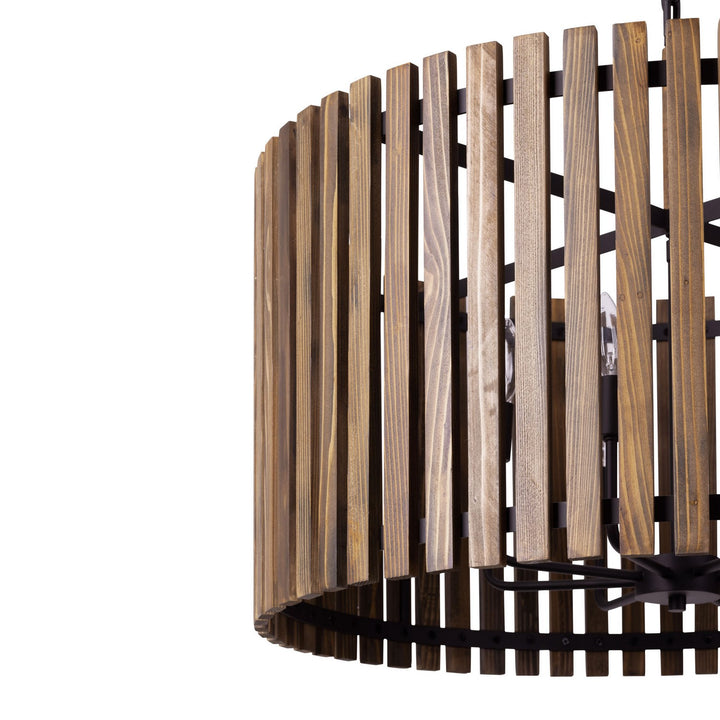 Varaluz - 387P08MBW - Eight Light Pendant - Suratto - Matte Black/Medium Walnut