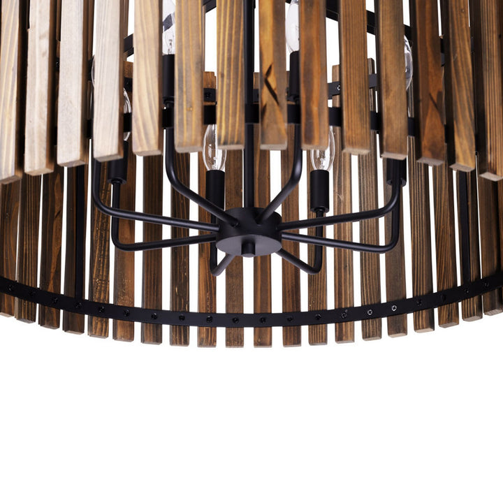 Varaluz - 387P08MBW - Eight Light Pendant - Suratto - Matte Black/Medium Walnut