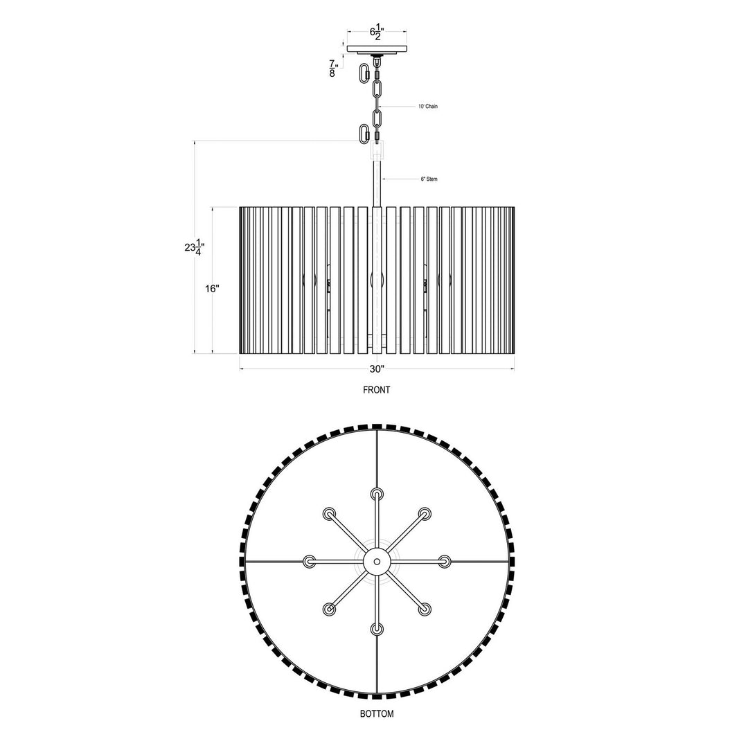 Varaluz - 387P08MBW - Eight Light Pendant - Suratto - Matte Black/Medium Walnut
