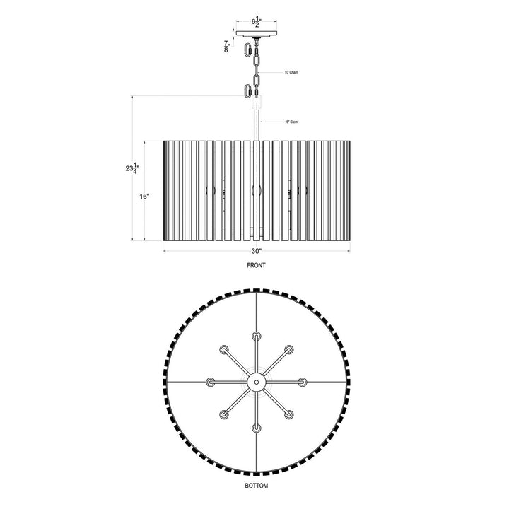 Varaluz - 387P08MBW - Eight Light Pendant - Suratto - Matte Black/Medium Walnut