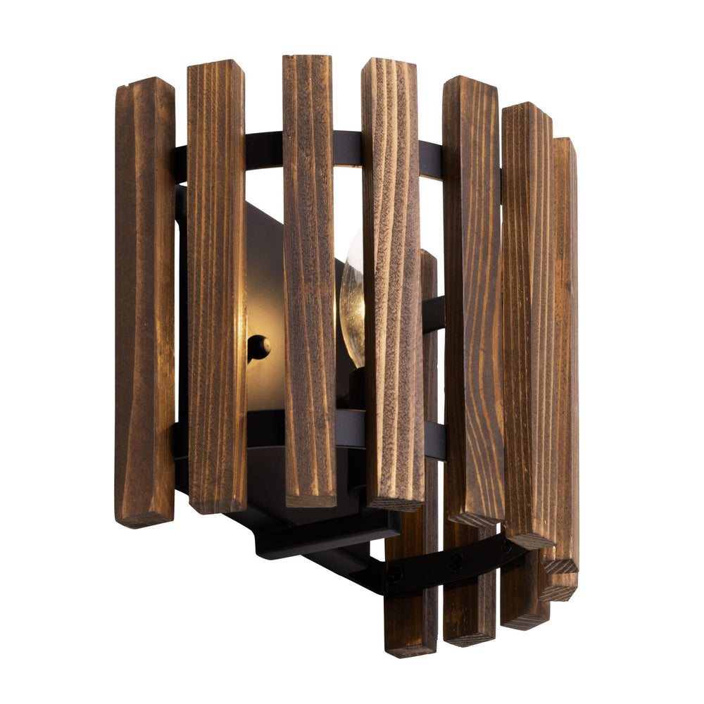 Varaluz - 387W01MBW - One Light Wall Sconce - Suratto - Matte Black/Medium Walnut