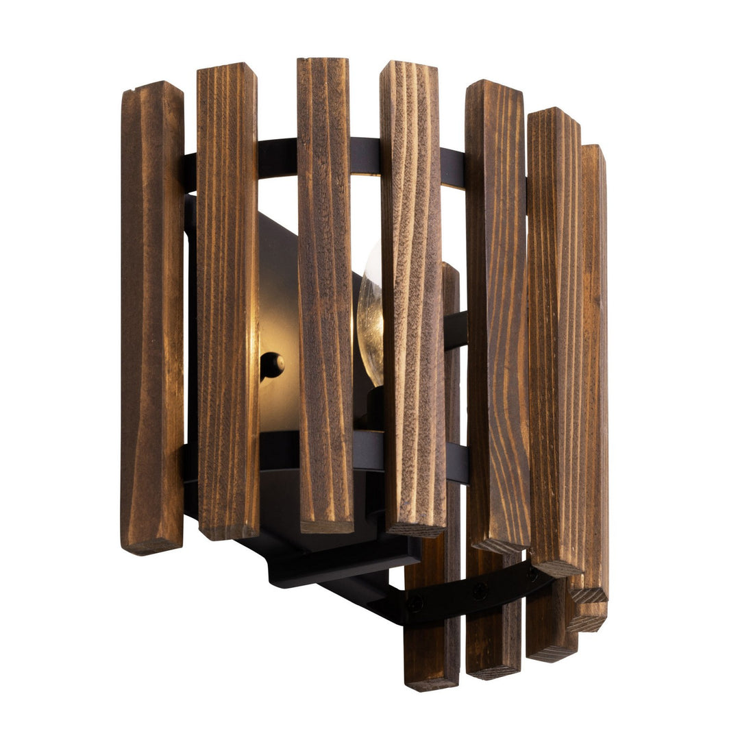 Varaluz - 387W01MBW - One Light Wall Sconce - Suratto - Matte Black/Medium Walnut