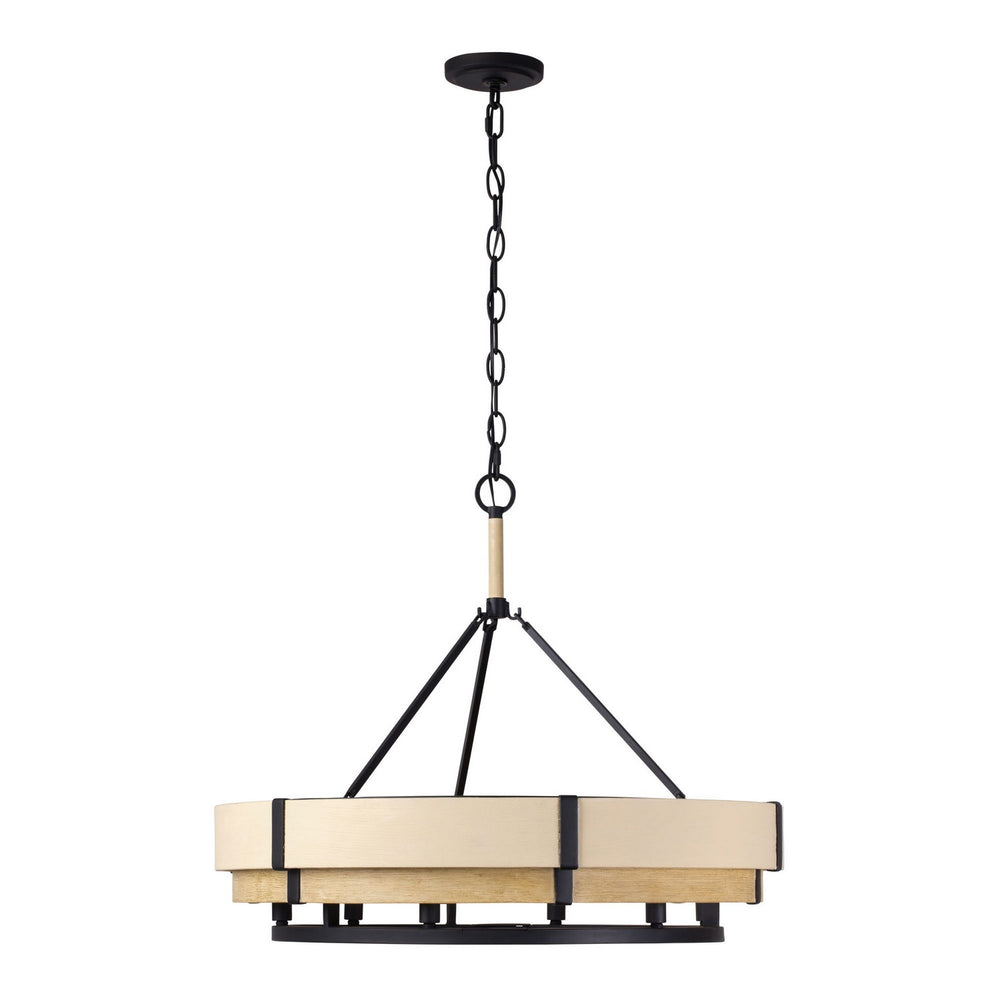 Varaluz - 389P06MBHN - Six Light Pendant - Blonde Moment - Matte Black/Honey/Medium Oak