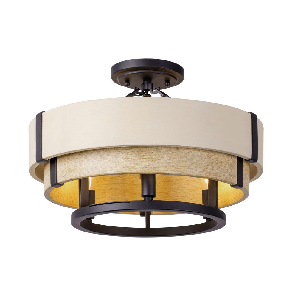 Varaluz - 389S03MBHN - Three Light Semi-Flush Mount - Blonde Moment - Matte Black/Honey/Medium Oak