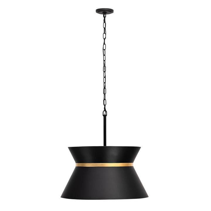 Varaluz - 390P04MBFG - Four Light Pendant - Mad Hatter - Matte Black/French Gold