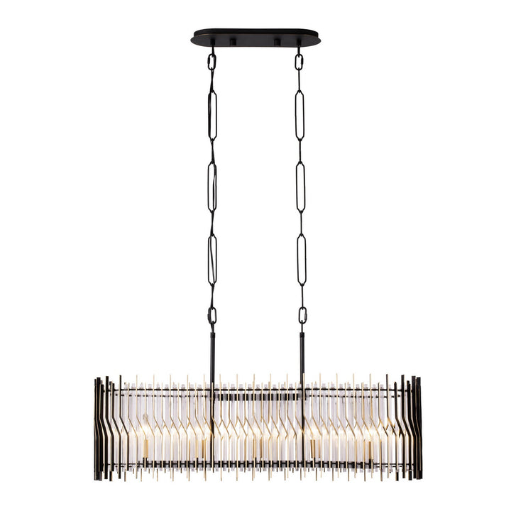 Varaluz - 393N05MBFG - Five Light Linear Pendant - Park Row - Matte Black/French Gold
