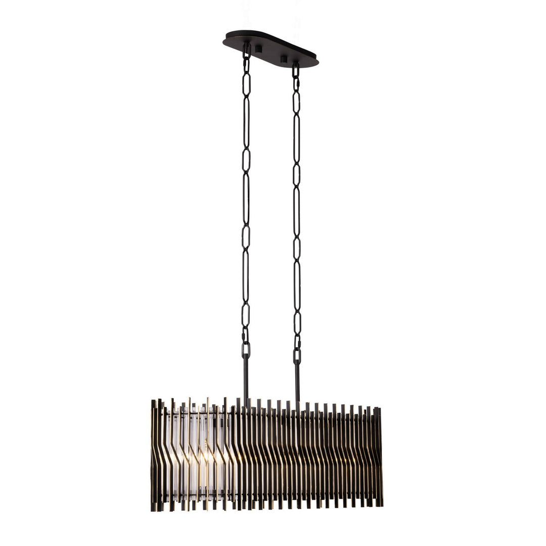 Varaluz - 393N05MBFG - Five Light Linear Pendant - Park Row - Matte Black/French Gold