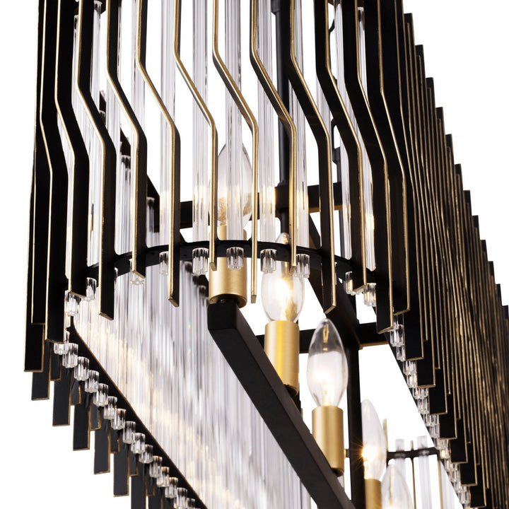 Varaluz - 393N05MBFG - Five Light Linear Pendant - Park Row - Matte Black/French Gold