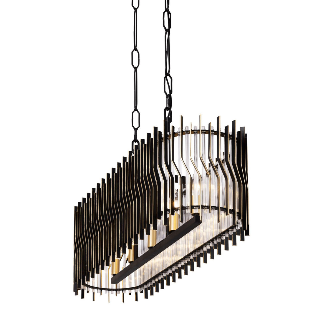Varaluz - 393N05MBFG - Five Light Linear Pendant - Park Row - Matte Black/French Gold