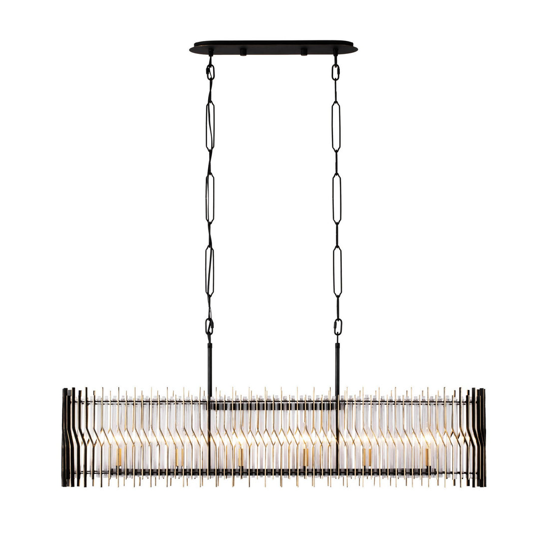 Varaluz - 393N06MBFG - Six Light Linear Pendant - Park Row - Matte Black/French Gold