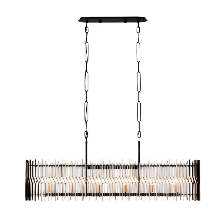 Varaluz - 393N06MBFG - Six Light Linear Pendant - Park Row - Matte Black/French Gold