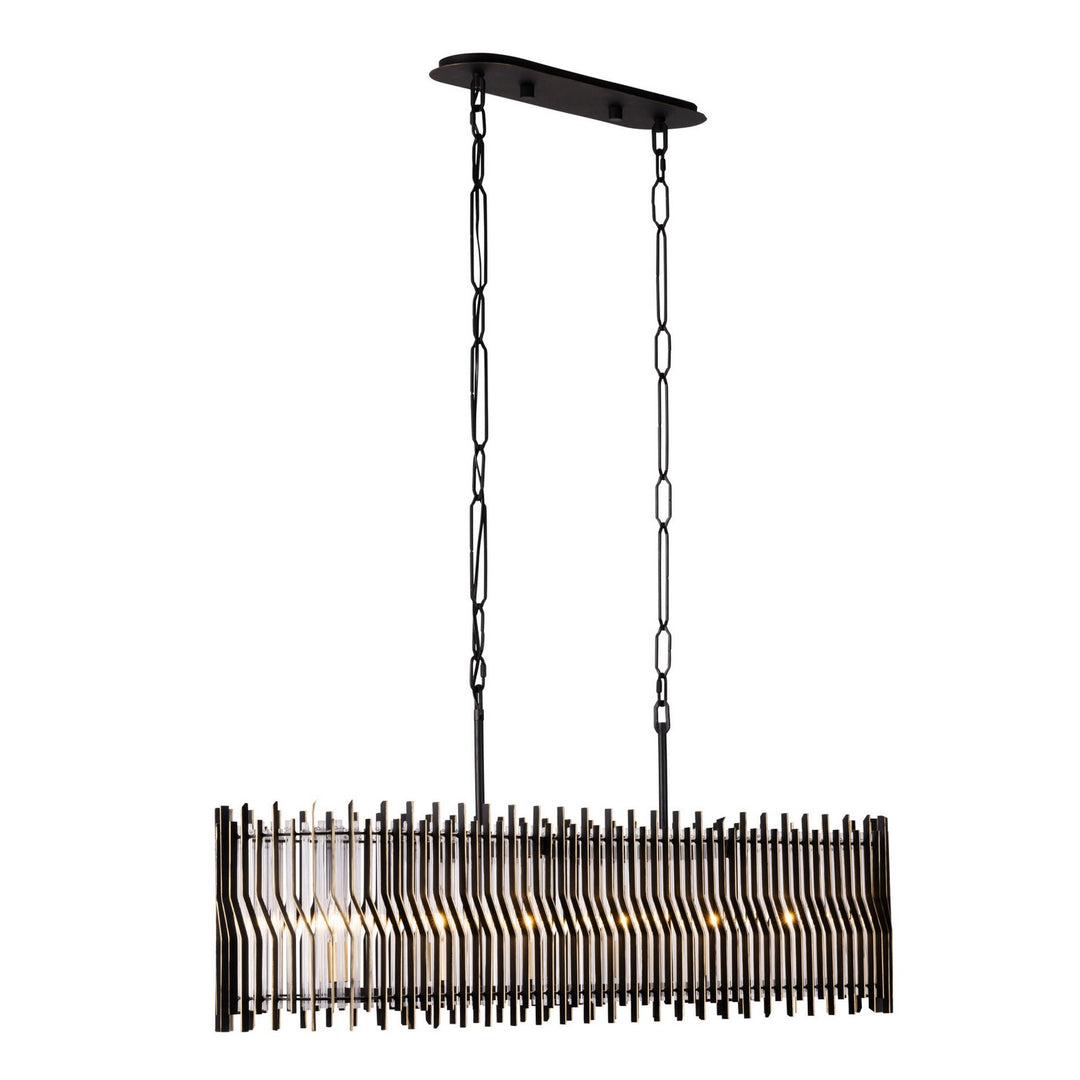 Varaluz - 393N06MBFG - Six Light Linear Pendant - Park Row - Matte Black/French Gold