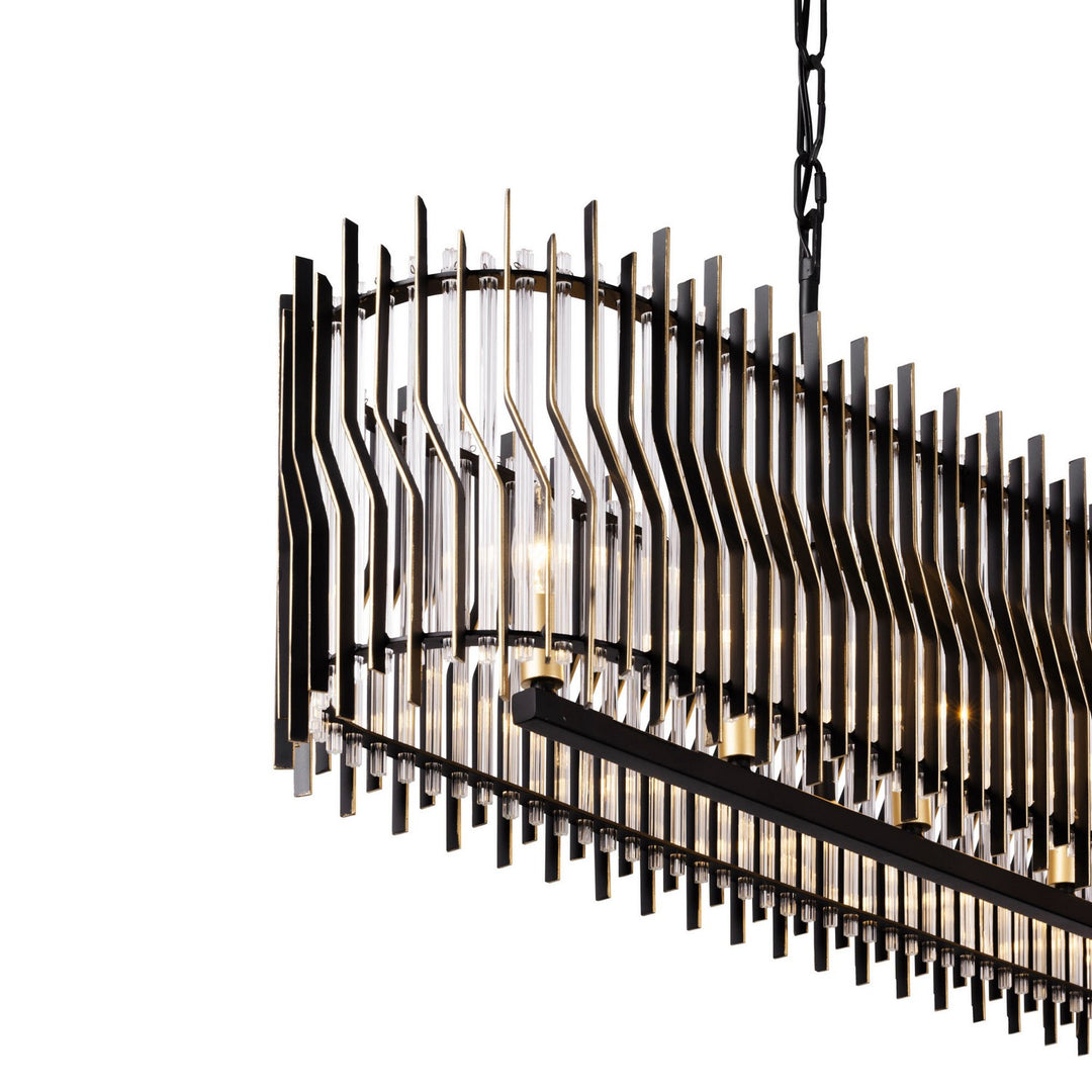 Varaluz - 393N06MBFG - Six Light Linear Pendant - Park Row - Matte Black/French Gold