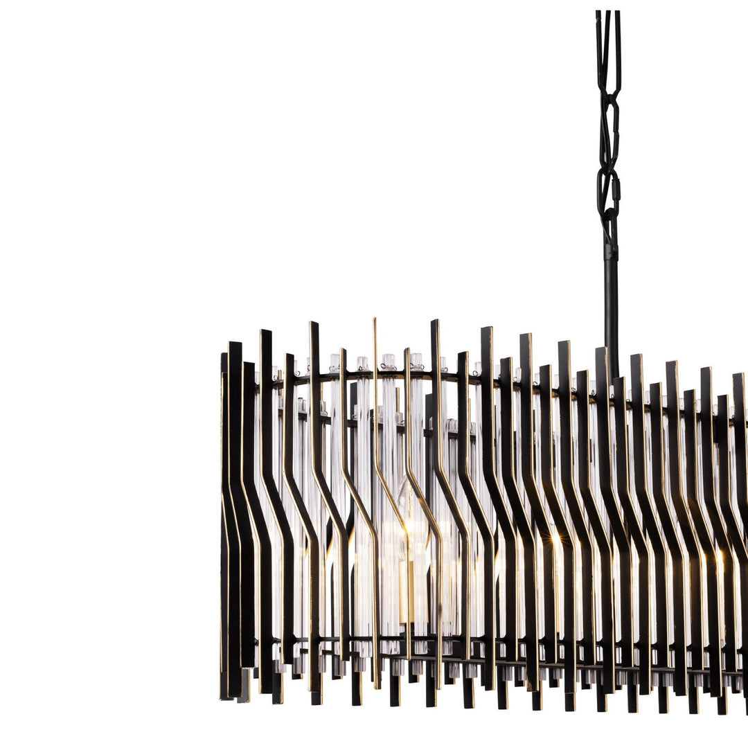 Varaluz - 393N06MBFG - Six Light Linear Pendant - Park Row - Matte Black/French Gold