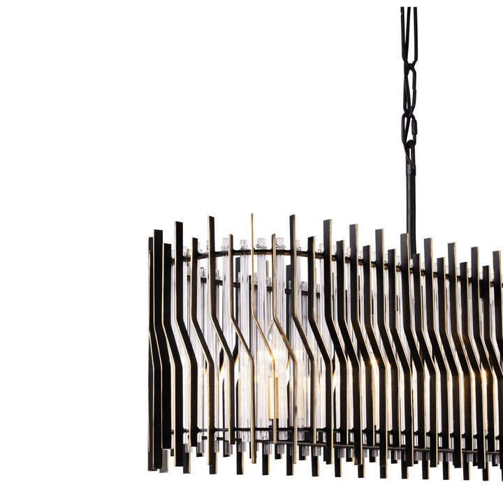 Varaluz - 393N06MBFG - Six Light Linear Pendant - Park Row - Matte Black/French Gold
