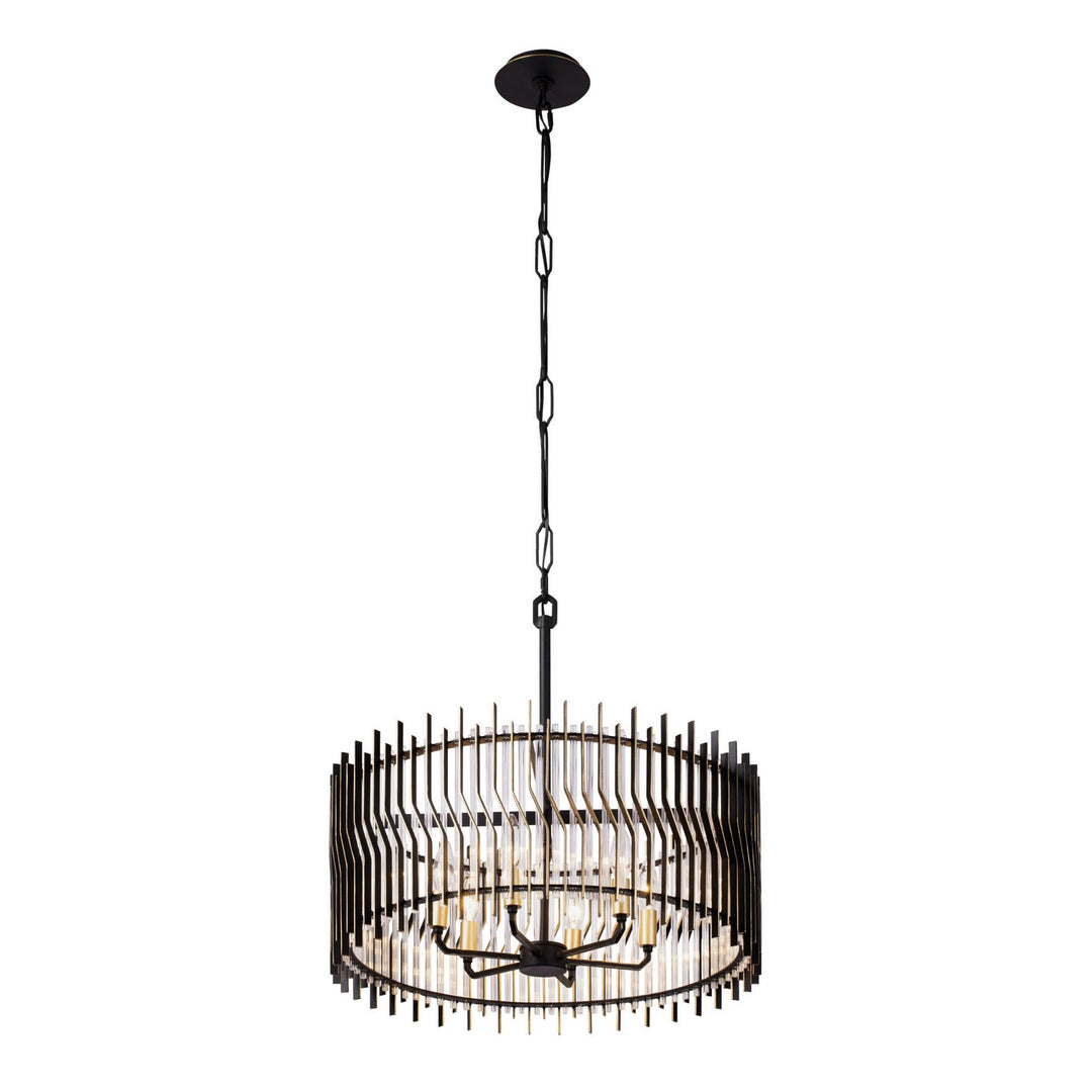 Varaluz - 393P06MBFG - Six Light Pendant - Park Row - Matte Black/French Gold