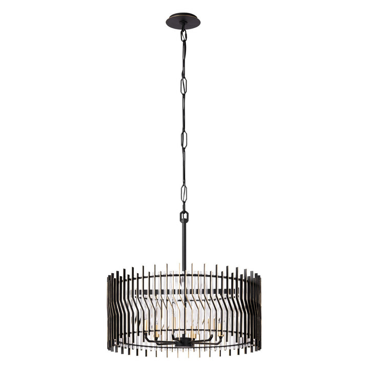 Varaluz - 393P06MBFG - Six Light Pendant - Park Row - Matte Black/French Gold