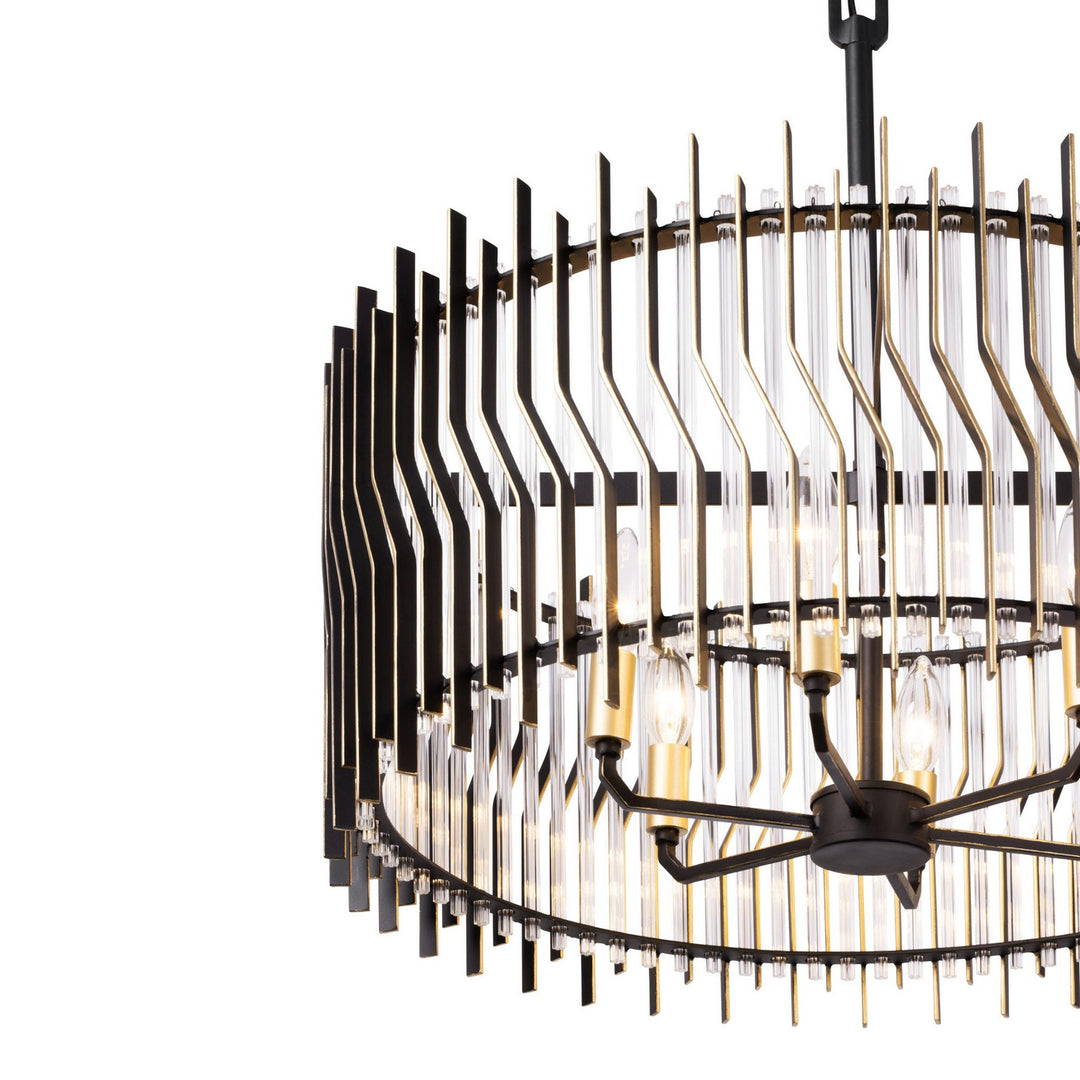 Varaluz - 393P06MBFG - Six Light Pendant - Park Row - Matte Black/French Gold
