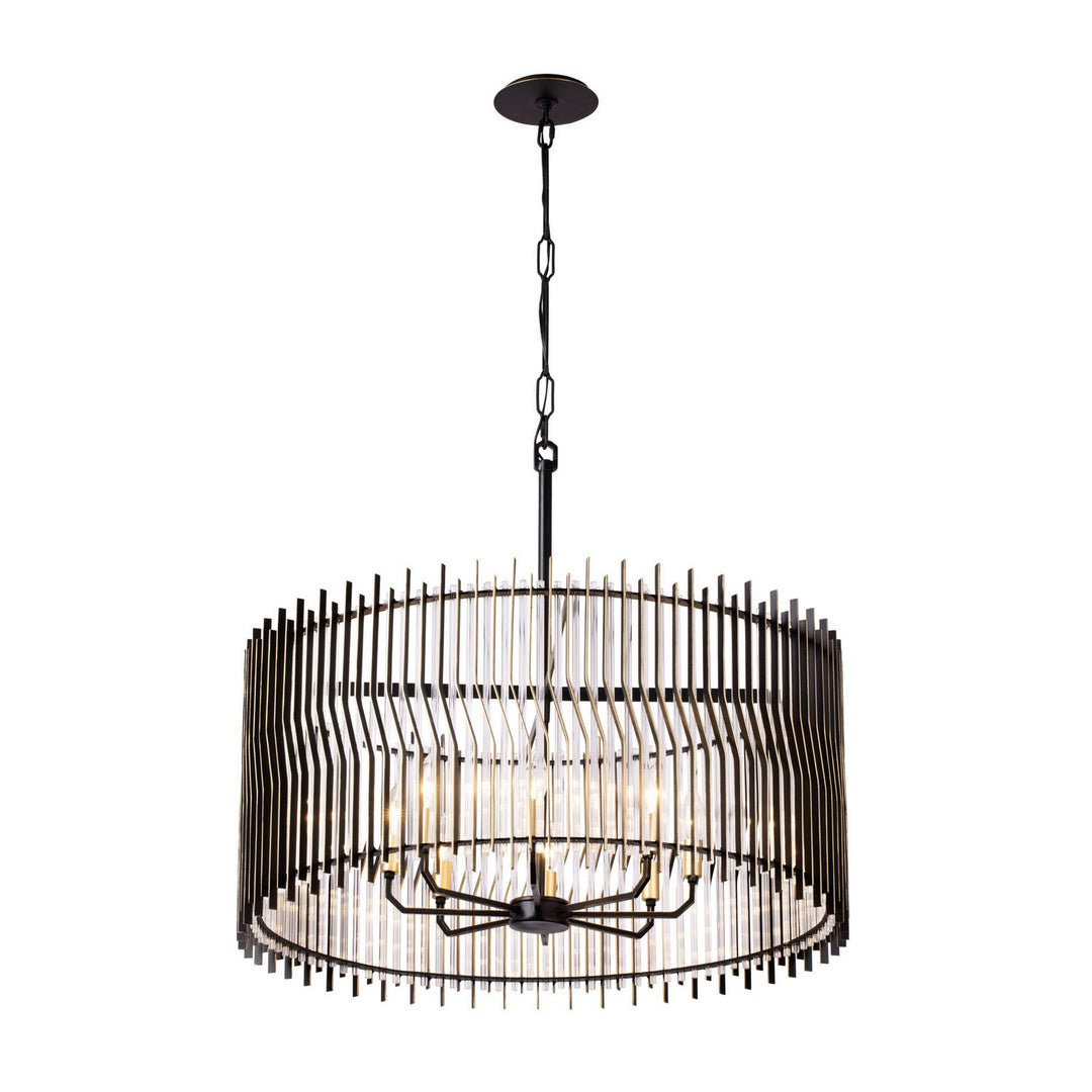 Varaluz - 393P08MBFG - Eight Light Pendant - Park Row - Matte Black/French Gold
