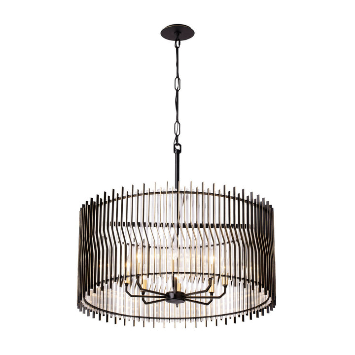 Varaluz - 393P08MBFG - Eight Light Pendant - Park Row - Matte Black/French Gold