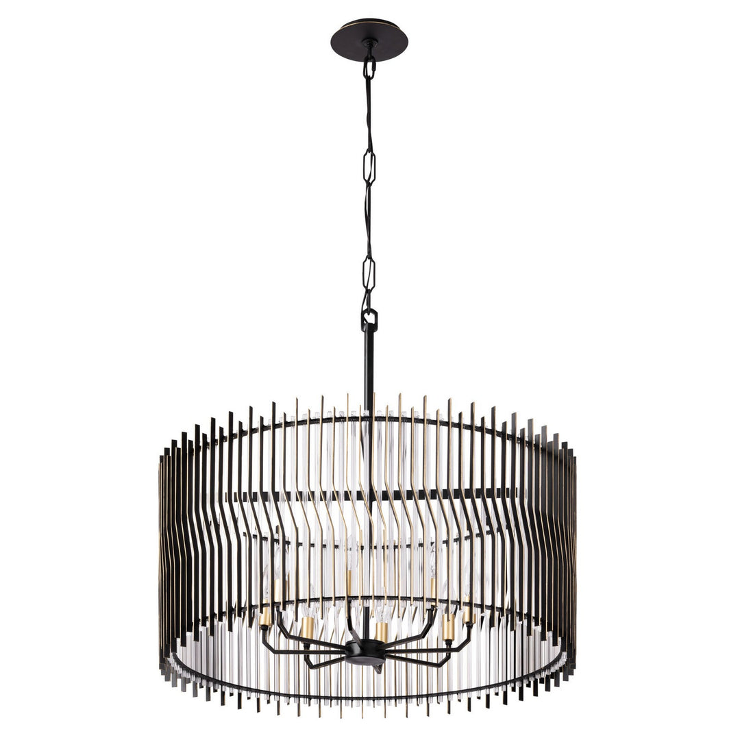 Varaluz - 393P08MBFG - Eight Light Pendant - Park Row - Matte Black/French Gold