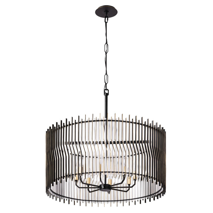 Varaluz - 393P08MBFG - Eight Light Pendant - Park Row - Matte Black/French Gold