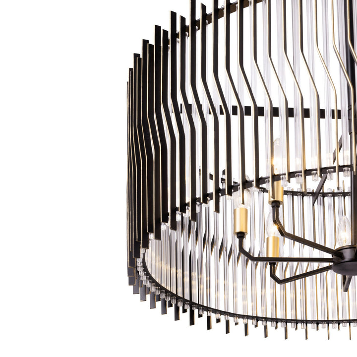 Varaluz - 393P08MBFG - Eight Light Pendant - Park Row - Matte Black/French Gold