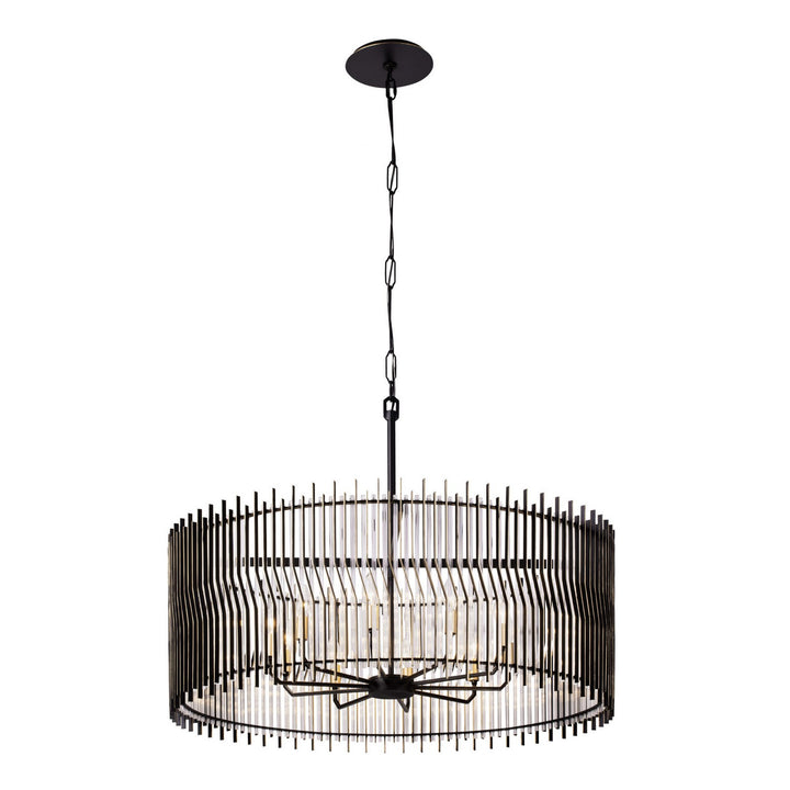Varaluz - 393P10MBFG - Ten Light Pendant - Park Row - Matte Black/French Gold