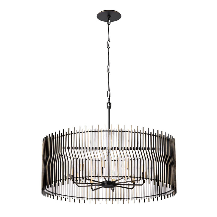 Varaluz - 393P10MBFG - Ten Light Pendant - Park Row - Matte Black/French Gold