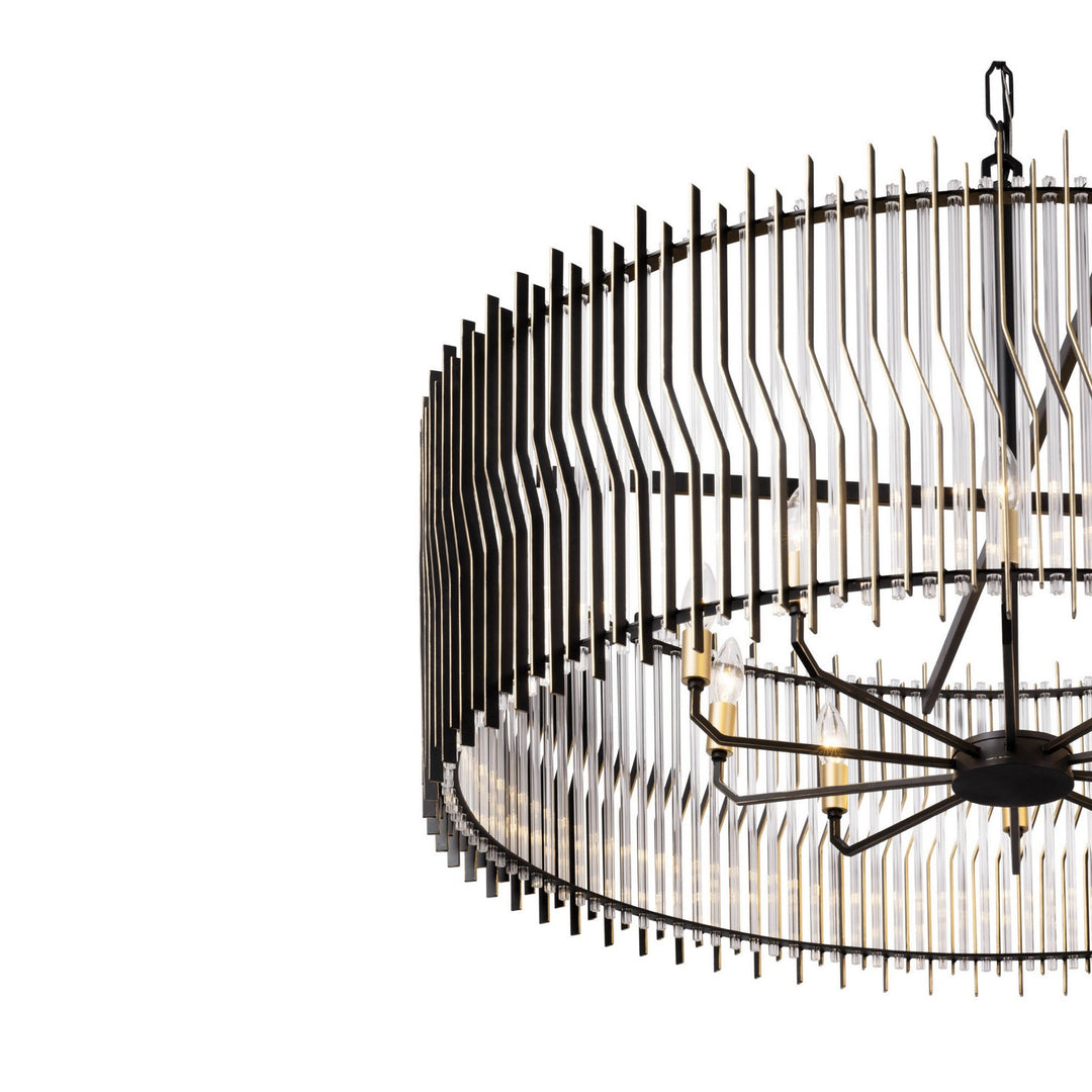 Varaluz - 393P10MBFG - Ten Light Pendant - Park Row - Matte Black/French Gold