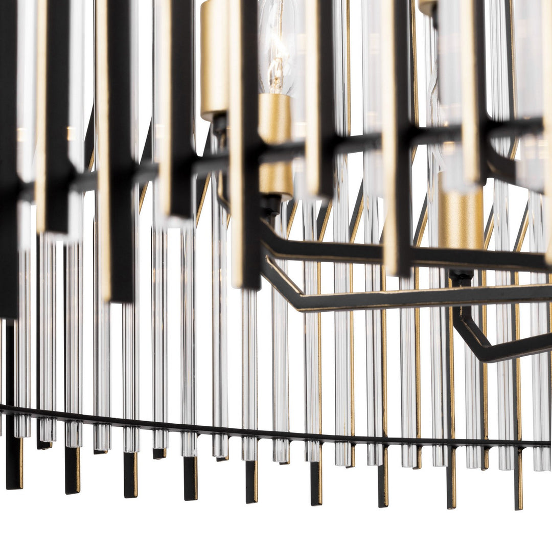 Varaluz - 393P10MBFG - Ten Light Pendant - Park Row - Matte Black/French Gold