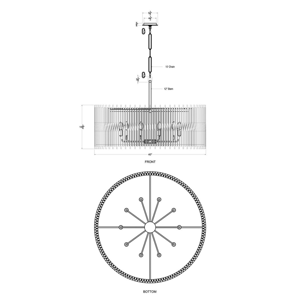 Varaluz - 393P10MBFG - Ten Light Pendant - Park Row - Matte Black/French Gold