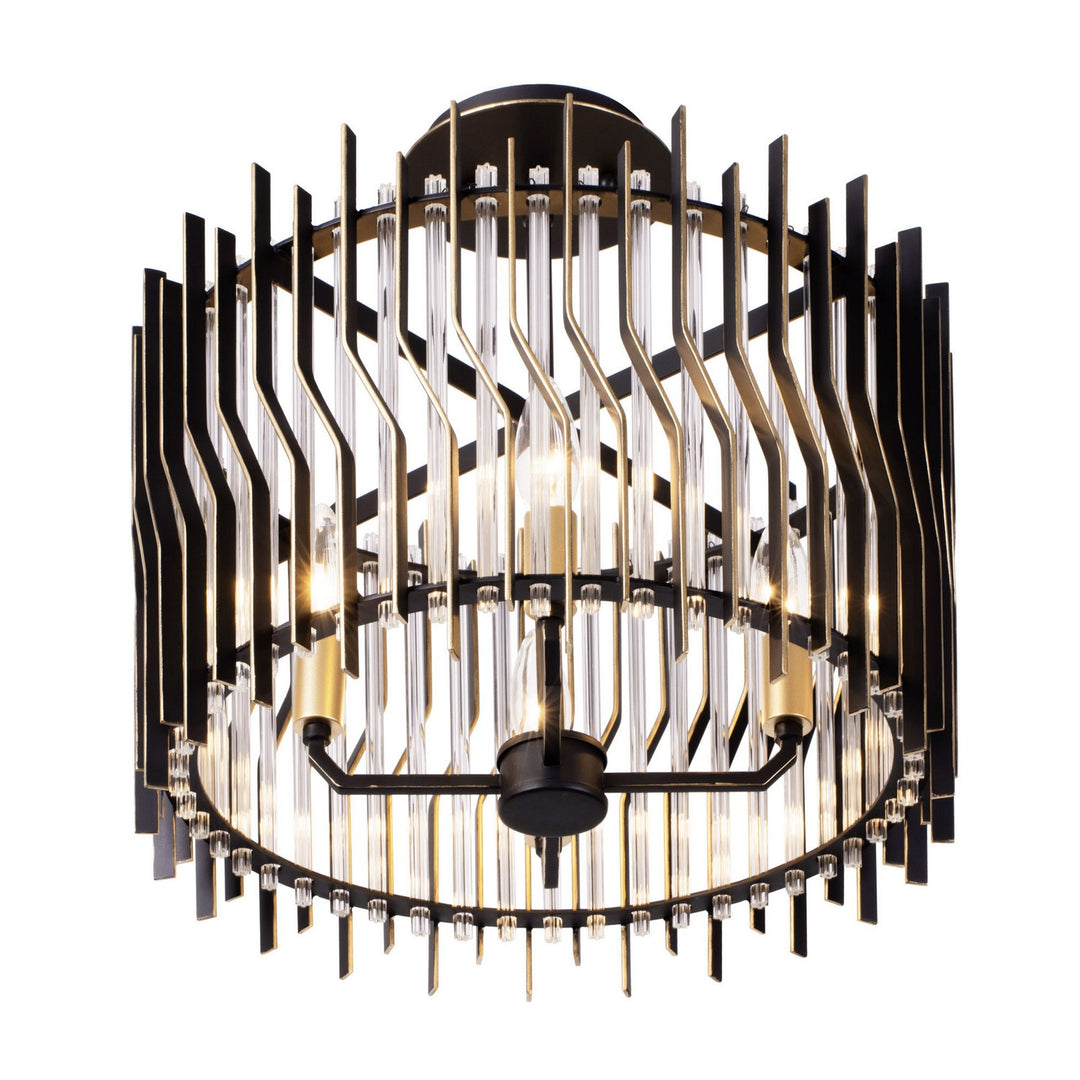 Varaluz - 393S04MBFG - Four Light Semi-Flush Mount - Park Row - Matte Black/French Gold