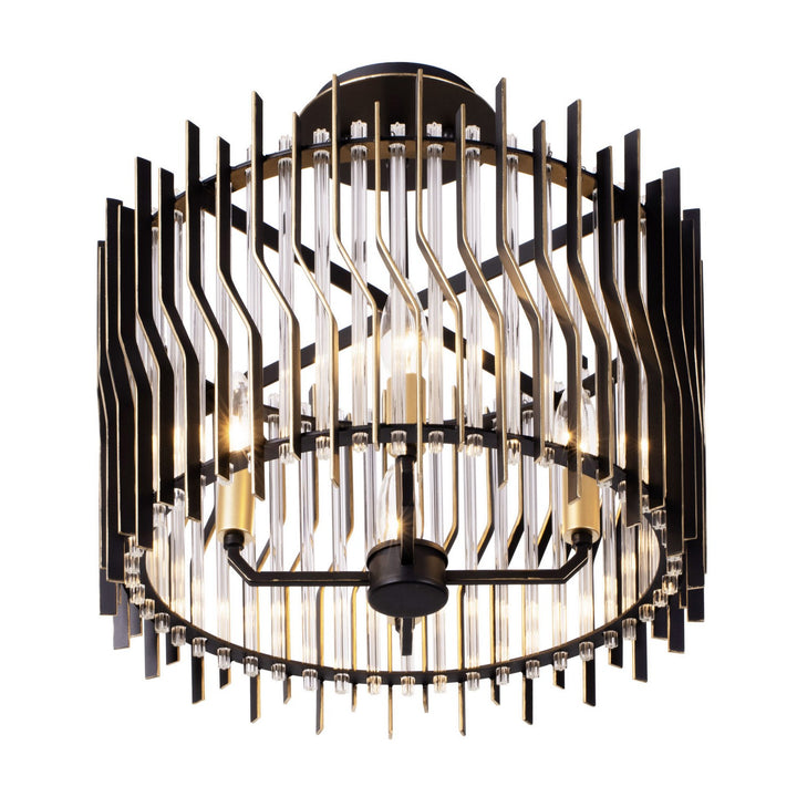 Varaluz - 393S04MBFG - Four Light Semi-Flush Mount - Park Row - Matte Black/French Gold